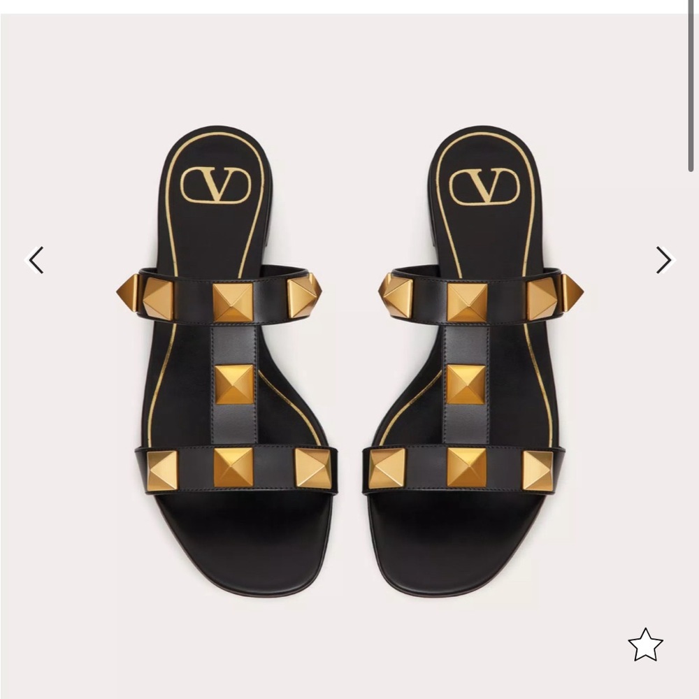 VALENTINO FLAT ROMAN STUD CALFSKIN SLIDE SANDAL 38 - Picture 8 of 9